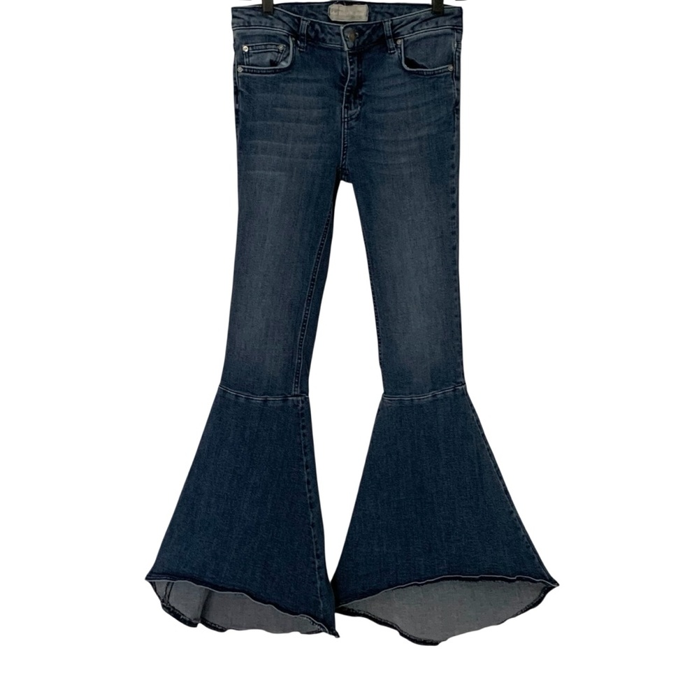 Free People Women’s Size 26 Flare Denim Jeans Hippie Festival Bohemian Boho